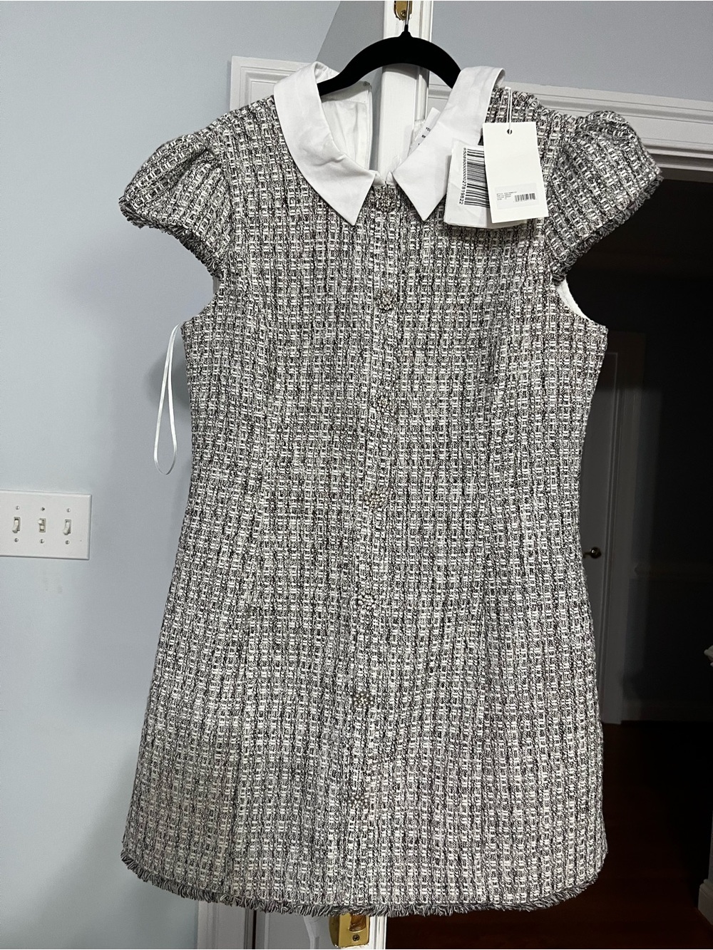 Likely Riello Cotton Tweed Minidress in Brown-White sz 12 - Picture 7 of 9